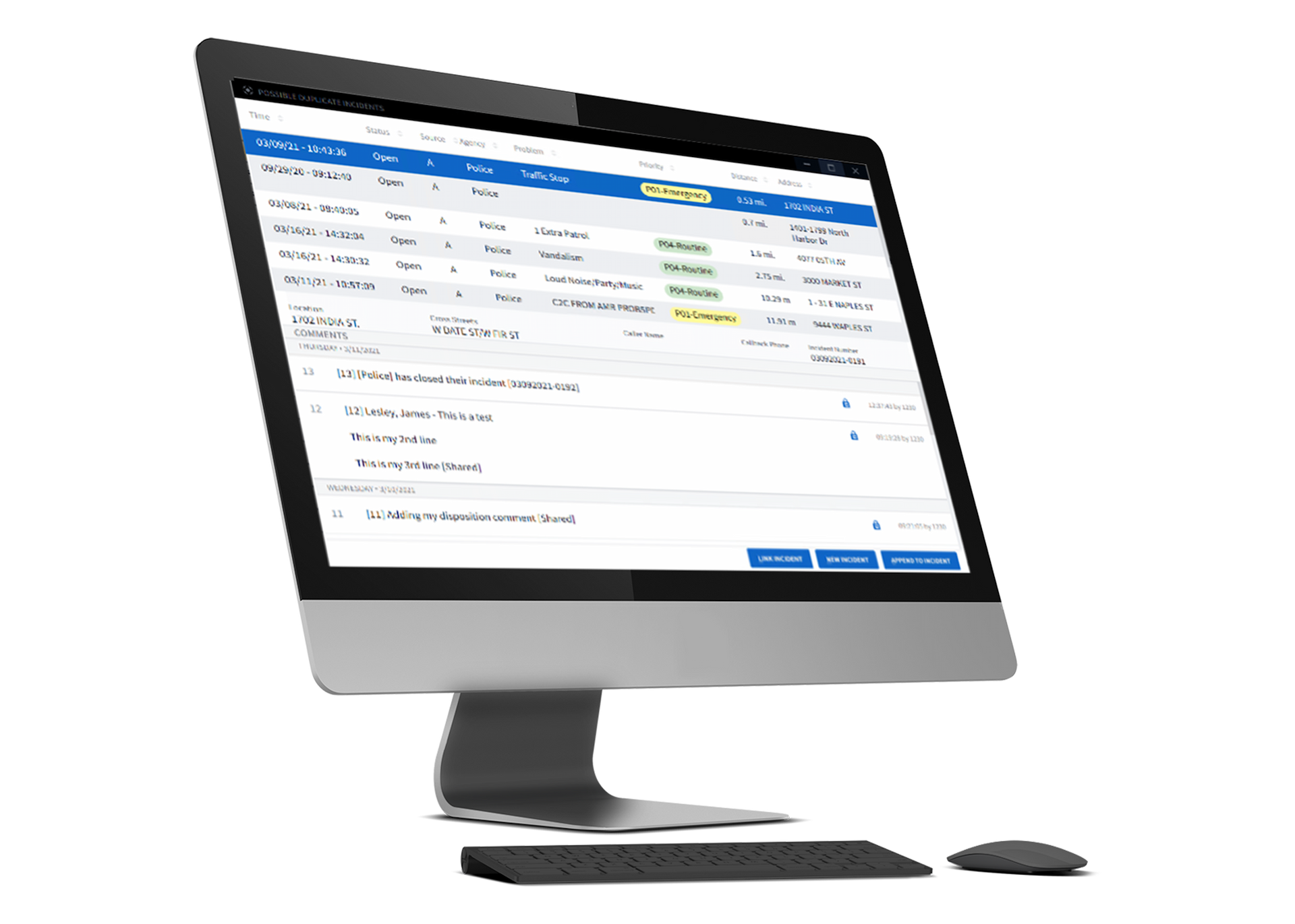 CentralSquare's CAD Enterprise solution shown on a desktop computer.